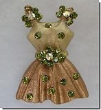 Gold and Green Crystal Dress Pin B3H52