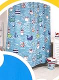 Dyr Nautical Boat Lighthouse and Whale Shower Curtain