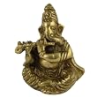 Religious Statues Brass Musical Ganesha in Sitting Posture Height: 3.25 inches