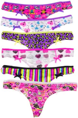 Never Naked 6 Pack of Junior's G-strings in Colorful Patterns