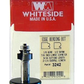 3242 CARBIDE-TIP 2 FLUTE EDGE BEADING PROFILE ROUTER BIT W BB 1 8 BEAD DIA X 7 8 LG DIA X 9 16 CL by Whiteside