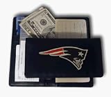 NFL Football Team Black Leather Checkbook Cover with Embroidered Team Logo