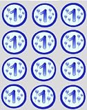 12 1st Birthday Boys Blue Balloon rice paper fairy / cup cake 40mm toppers pre cut decoration
