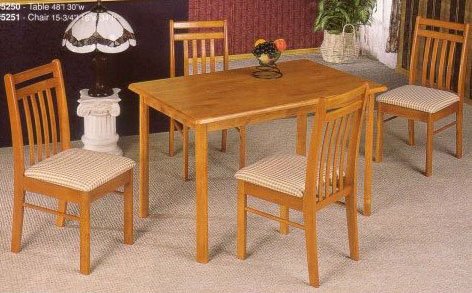 5 Piece Oak Table Set By Coaster Furniture