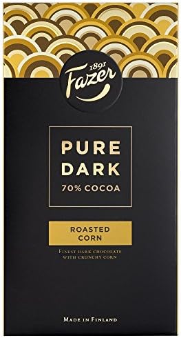 2 Bars x 95g of Fazer Pure Dark - Roasted Corn - 70% Cocoa - Original Finnish Dark Chocolate (Suomi)