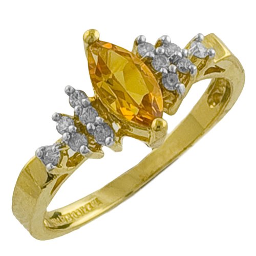 Buy 0.5 Cttw Marquise-Shaped Citrine, Diamond 14 Karat Gold Ring Size 7 by Kooljewelry