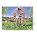 Cat Feeder Cats in a magnolia tree, 1993 by Liz Wright - Greeting Card (Pack of 2) - 7x5 inch - Art247 - Standard Size - Pack Of 2