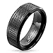 Jinique STR-0418 Stainless Steel Diamond Grooved Black IP Ring