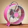 12.5" Colorful Bubblegum Pink Vintage Style Metal Table Fan
