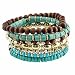 Goldtone Blue/green 7 Pc Beaded Stackable Bangle Bracelet Fashion Jewelry