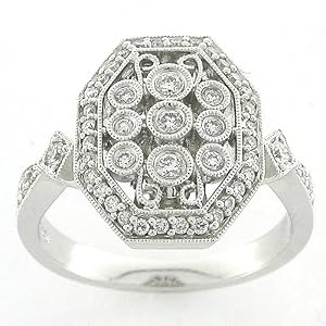 14K White Gold Antique Vintage Style Diamond Ring (GH, SI, 1/2 carat) Size 7