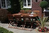 NEW EXTENDABLE OVAL WOODEN GARDEN PATIO FURNITURE SET WITH 8 FOLDABLE CHAIRS
