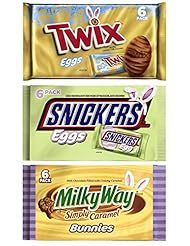 Grocery: Mars Easter Candy Basket Gift Stuffer (3 Count Variety Bundle) - 1 (6 pack) Twix Chocolate Eggs, 1 (6 Pack) Snickers Eggs, and 1 (6 Pack) Milky Way Simply Caramel Bunnies - Mars