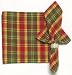 Durable Hand Woven 100% Cotton Green and Rust Plaid Napkins 22x22 Inches Set of 12