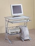 Contemporary computer desk in silver finish