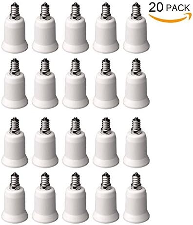 HiqLED E14 to E26/E27 Adapter - Chandelier Socket (E14) to Medium Socket (E26/E27) Converter, Max Wattage 1000W, 200℃ Heat Resistant, No Fire Hazard (20-Pack)