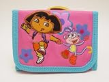 DORA & BOOTS TRIFOLD WALLET, BLUE/PINK, VELCRO CLOSING