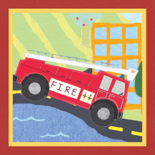 Art 4 Kids "Rescue Fire Engine" Mounted Art Print, 12"x12"
