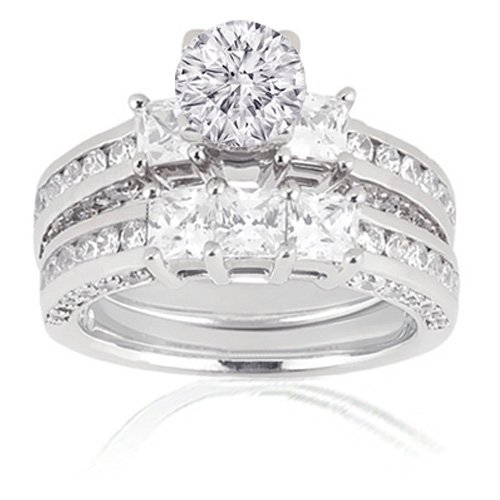 3.50 Ct Round 3 Stone Diamond Bridal Rings Set SI2 EGL