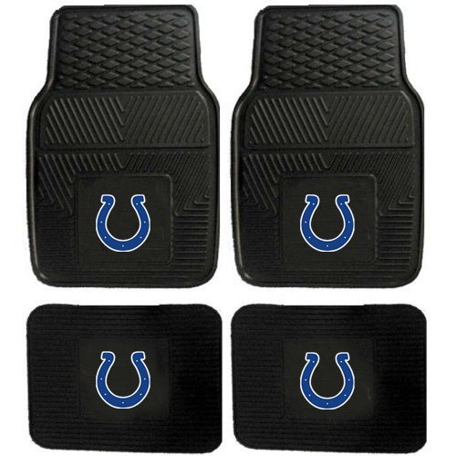 NFL Indianapolis Colts Car Floor Mats Heavy Duty 4-Piece Vinyl - Front and Rear