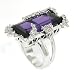 Classic/Retro/Modern Cocktail Ring w/Amethyst & White CZs