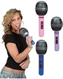 Microphone Inflate, assorted colors, Pack of 12