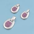 Sterling Silver Pendant and Earrings Set - Amethyst CZ