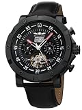 Perigaum 1972 Automatic Black IP P-1113-IB-S-SLE Multi Function Watch for Him Open Balance Spring