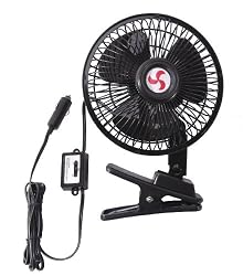 12V Oscillating Automotive Fan With Switch and Clip