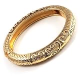51J 0b5t7OL. SL160  Antique Gold Vintage Hinged Bangle Bracelet