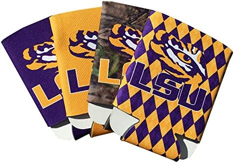 LSU Tigers 4-Pack Multi Color Sublimated Neoprene Beverage 12oz Can Hugger Koozie
