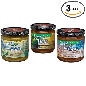 Arriba! California Style Fire Roasted Salsa Variety Pack (Berry Mango, Black Olive & Mandarin Avocado), 16-Ounce Jars (Pack of 3)