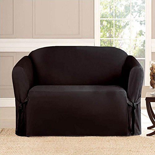 Microsuede Furniture Slipcover Loveseat 70 x 120-Black