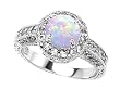 2.10 cttw 925 Sterling Silver Lab Created Round Opal Engagement Ring