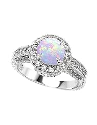 2.10 Cttw 925 Sterling Silver 14k White Gold Plated Lab Created Round Opal... by 