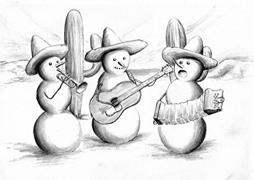 Free shipping! Christmas cards with Mariachi Snowmen, set of 10