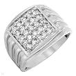 Gentlemens Ring With 1.00ctw Genuine Diamonds in 14K White Gold. Total item weight 8.9g (Size 11)