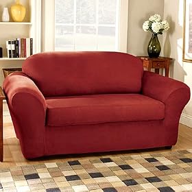 Sure Fit Stretch Suede 2-Piece Loveseat Slipcover