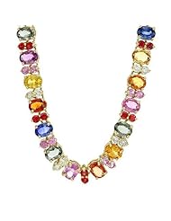 14K Yellow Gold 50.04 CTW Sapphire and 3.68 CTW Color J-L SI2-SI3 Diamond Women Necklace. Length 17.25 in. Total Item weight 48.8 g.