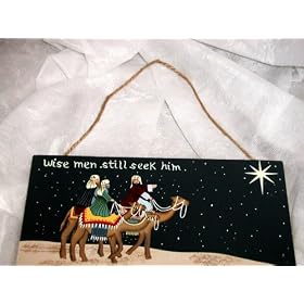THE THREE WISE MEN / THE THREE KINGS GIFT OF THE MAGI BIBLICAL CHRISTMAS SIGN STAR OF BETHLEHEM THEME DECOR ART WOODEN PLAQUE
