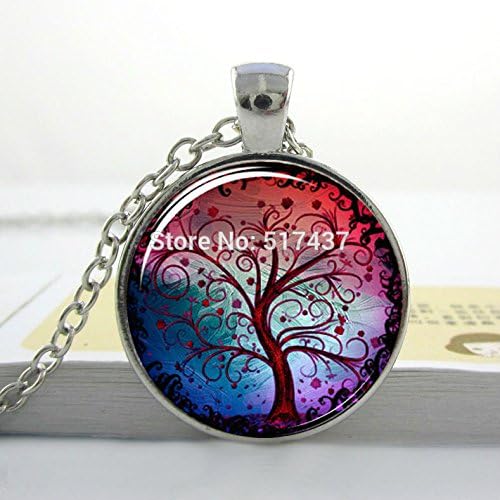 Lawrence Painting Tree Necklacetree Of Life Necklaceglass Photo Necklacetree Pendantfashion Necklaces For Women Glass Dome Jewelry