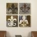 Set of 4 16 x 16 Fleur de Lis Canvas Prints