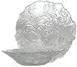 Clear Glass Ornate French Lily Design Medium Bowl 11.5" D, 3" H