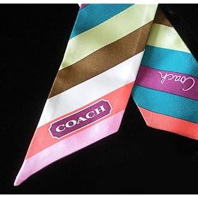AUTHENTIC COACH MULTISTRIPE SILK PONYTAIL SCARF 98801