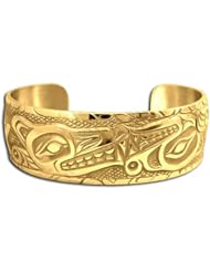 14K Yellow Gold First Nations Unity Bracelet. Made in USA.