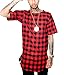 LILBETTER Mens Hipster T Shirt Hip Hop Basic Longline Crewneck T-shirt Zipper Trim