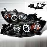 2004-2007 Mazda 3 Sedan 4 door CCFL Alo Projector Headlights Black by Instyleparts