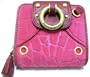 Juicy Couture Vivid II Hot Pink Croc Embossed Velour French Wallet