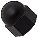 Nylon 6/6 Acorn Nut, USA Made, Black, #4-40 Thread Size, 1/4" Width Across Flats, 9/32" Height, 9/64" Minimum Thread Depth (Pack of 100)