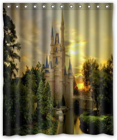 Unique-custom Disney's sleeping beauty castle Waterproof Bathroom 100% Polyester Fabric Shower Curtain 60 by 72-Inch